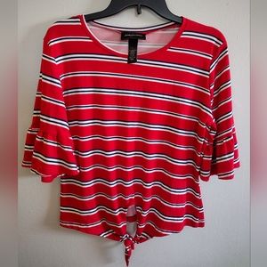 NWOT women's Large Red ruffle sleeve crop top